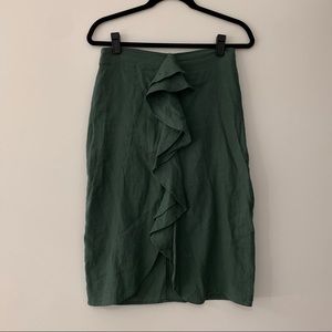 Zara Basic - Linen Pencil Skirt with Ruffle